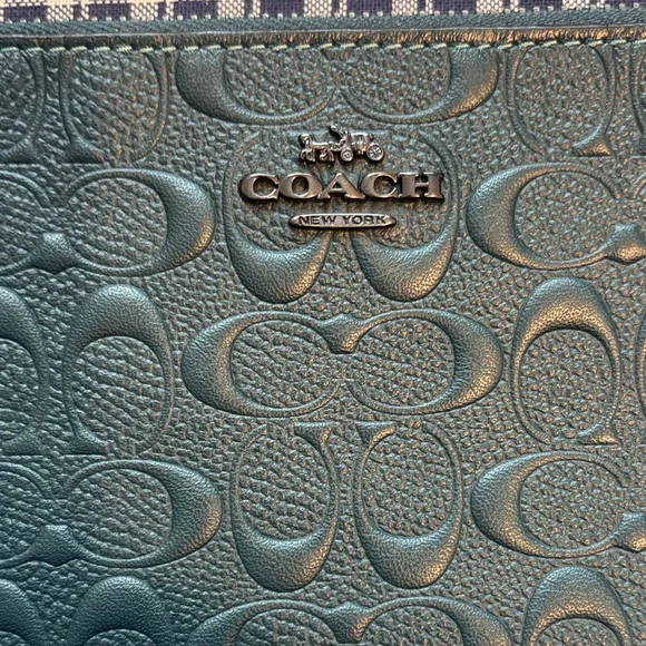 Coach Dark Green Embossed Wristlet - Picture 3 of 8